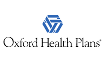 The image shows a logo with the text Oxford Health Plan written underneath it, accompanied by a stylized graphic element resembling a shield or a lock with an open lock symbol above it.